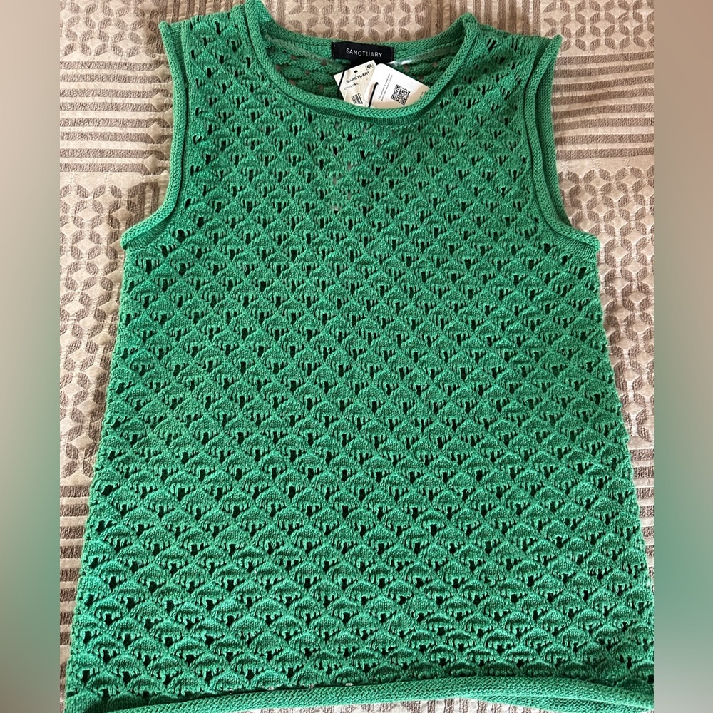 Sanctuary Green Crochet Tank Top- XS